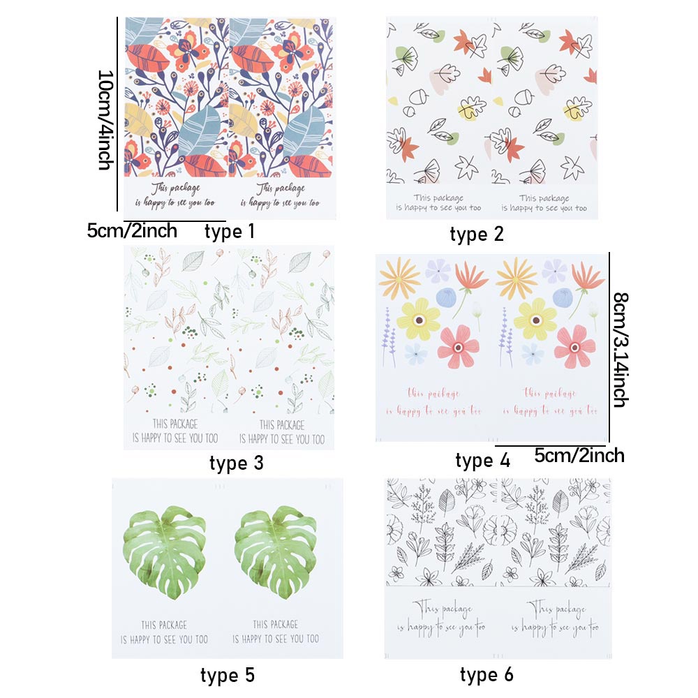 50pcs / Pak Stiker Label Segel Persegi Panjang Motif Print Bunga Tulisan This Happy To See You Too