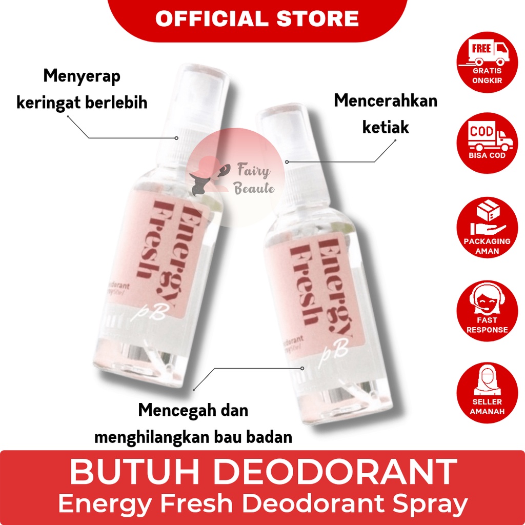 BUTUH DEODORANT SPRAY ENERGY FRESH STAY 24hours / BUTUH DEO BYE BAU BADAN VIRAL BPOM ORIGINAL