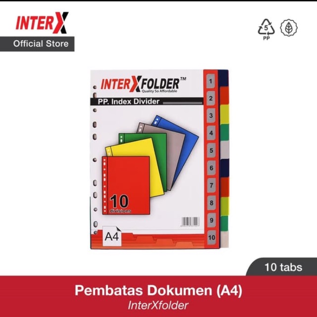 

INTERX Divider A4 10 TAB / Index A4 Inter X Warna 10 Sekat ++
