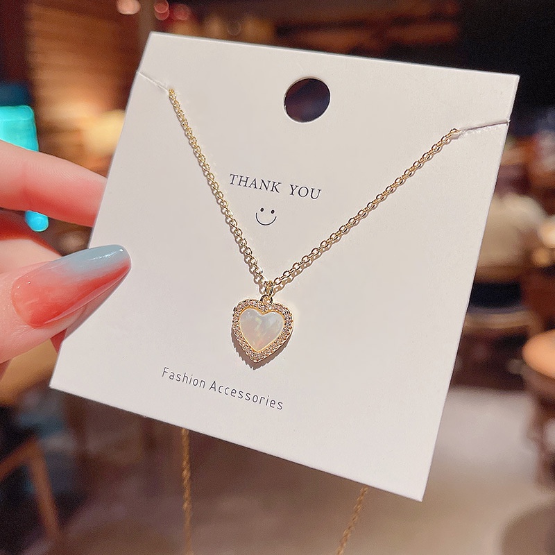 We Flower Kalung Liontin Batu Opal Bentuk Hati Untuk Wanita