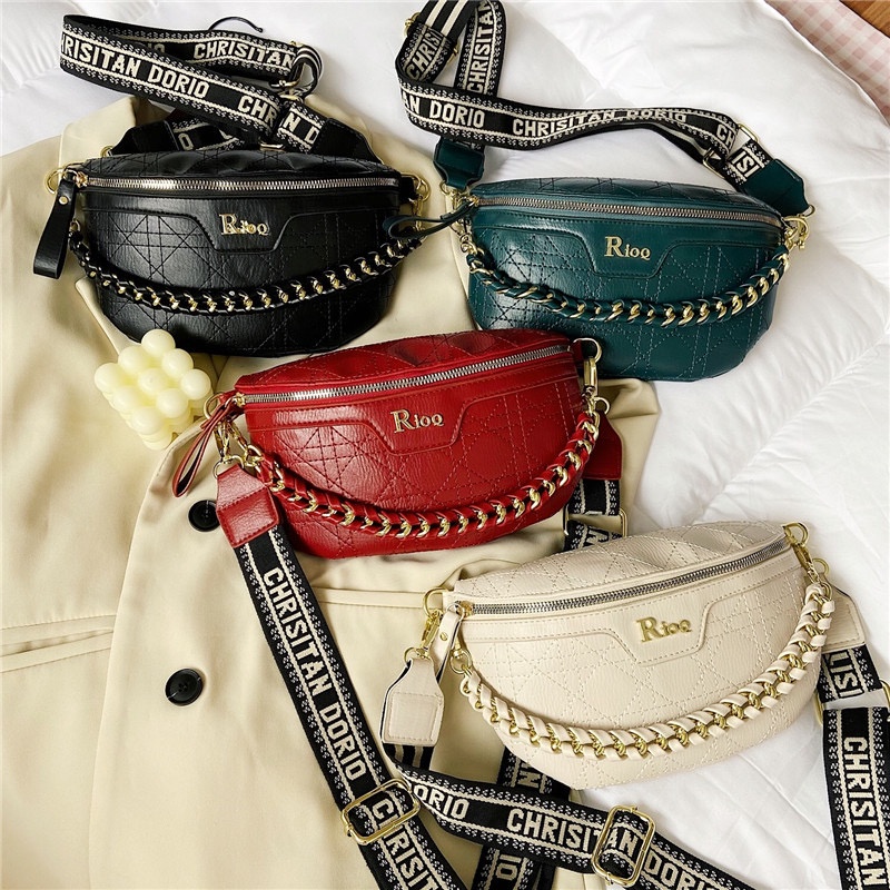 Tas Selempang Wanita Import Kulit Pu Premium Quality / Tas Selempang Wanita Rantai / Waist Bag TW001