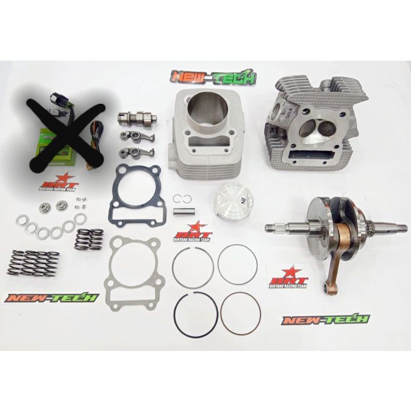 PAKET BORE UP 220CC NEW-TECH CERAMIC 68 MM BRT KLX 150 & DTRACKER ( TANPA CDI ) dan per kopling