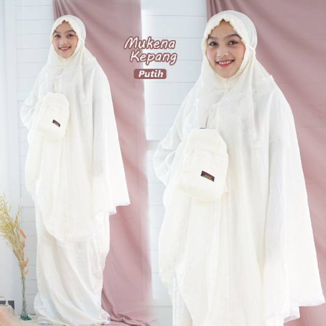 MUKENA KEPANG PUTIH PARASUT PREMIUM UNTUK TRAVEL