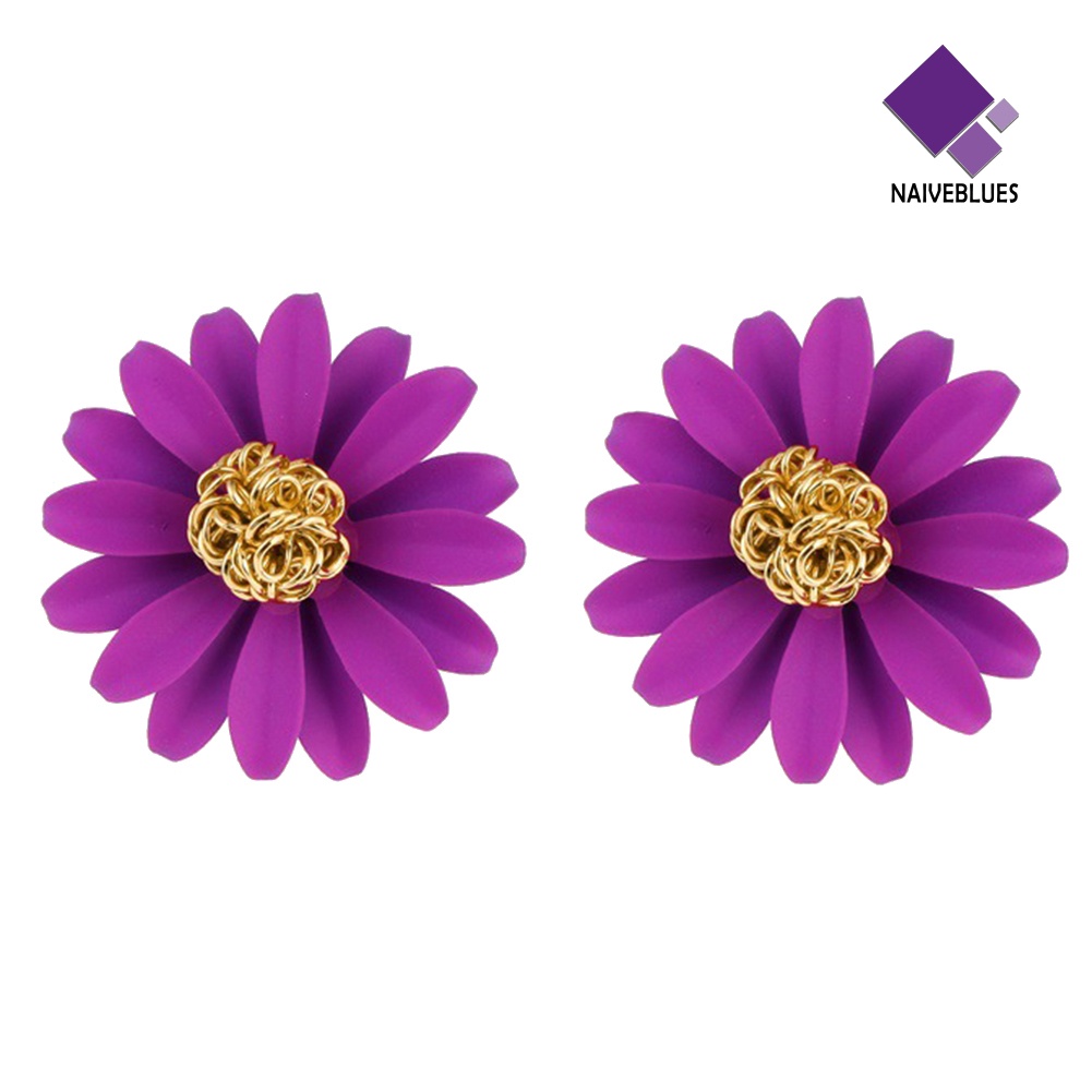 Anting Stud Bentuk Bunga Aster Untuk Wanita