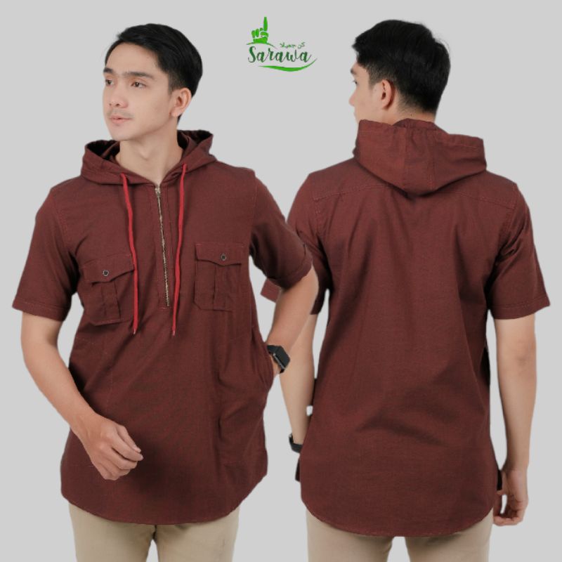Qurta Hoodie sarawa / baju muslim pria / Sarawa Original / kurta modern / fashion muslim/ ghamis mus