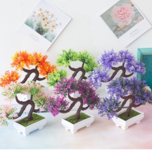 Ornamen Pot Bonsai Bunga Plastik Tanaman Bunga Pajangan Dekorasi Rumah-BGP