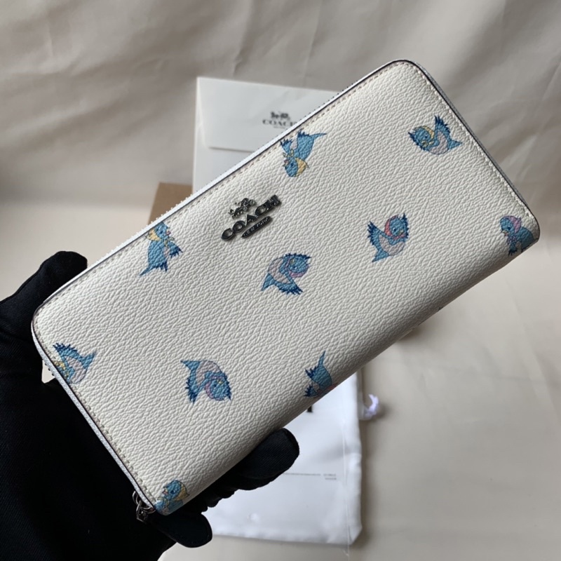 Coach Accordion Zip Wallet With Blue Bird Motif