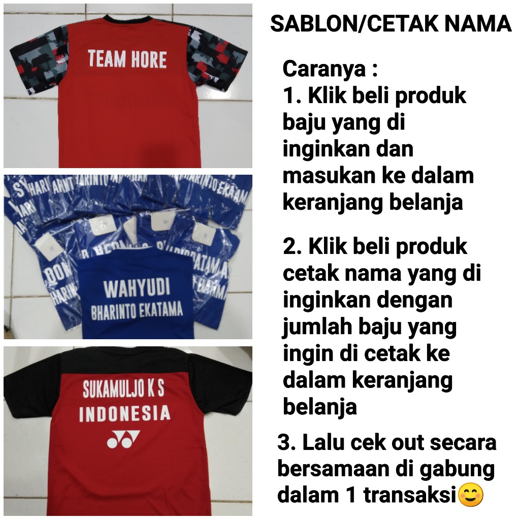 Jersey Kaos Setelan Baju Badminton / Bulutangkis Y149