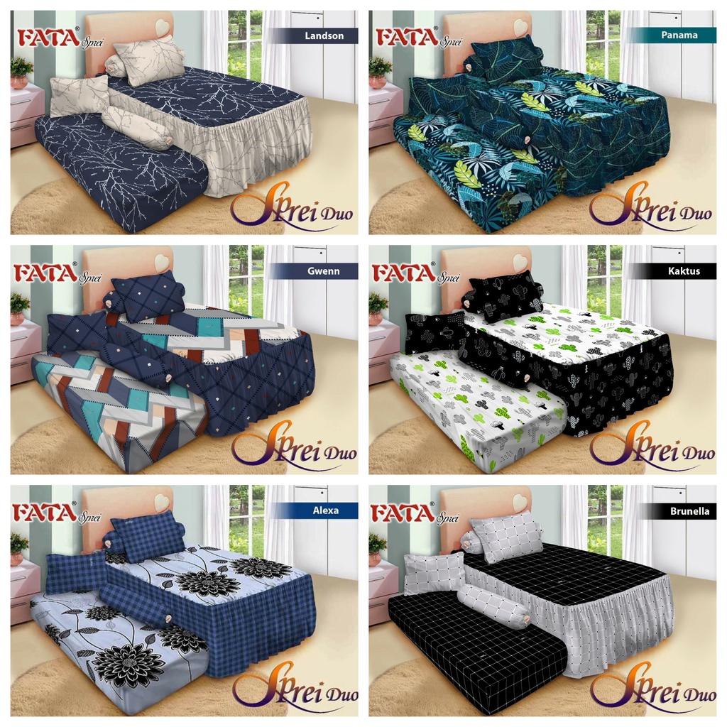 Sprei Merk Fata Sorong Dua 2in1 Ukuran 120x200 Rumbai Dan Flat/Fitted Kasur No 3 Kasur 2 Tingkat Kam