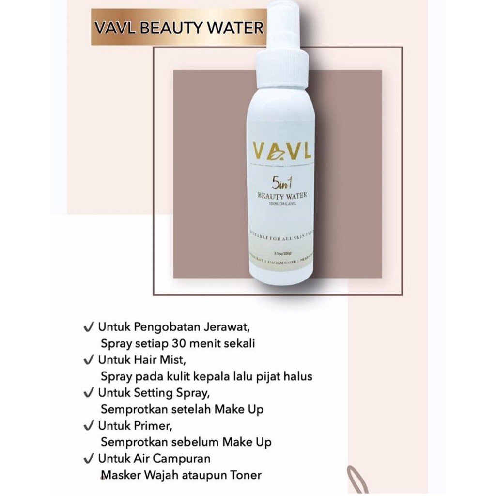 BPOM VAVL BEAUTY WATER WITH SPRAY ZAM ZAM SAFFRON 100ML FREE GIFT