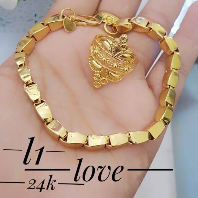 Gelang cincin lapis emas 24k