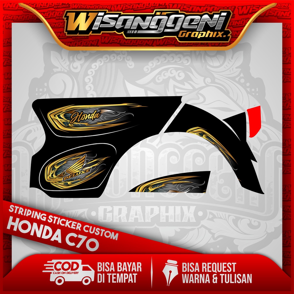 STRIPING DECAL STICKER HONDA C70/ULUNG/OLONG CUSTOM 16 STIKER MOTOR VARIASI