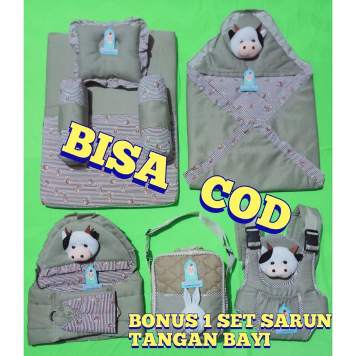 TERMURAH !!! SATU SET PERLENGKAPAN BAYI (PAKET HEMAT 5 in 1) BONUS SATU SET SARUNG TANGAN KAKI BAYI