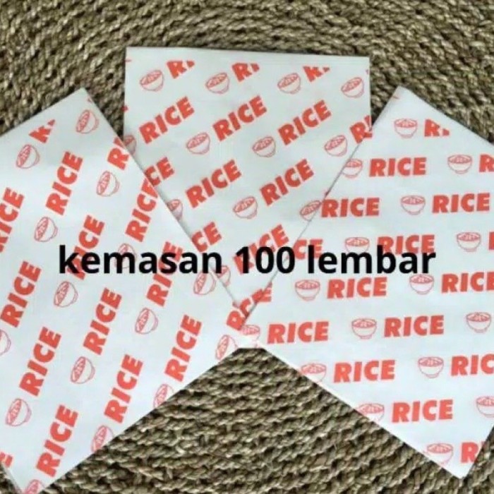 

Kertas Nasi Bungkus Logo Rice Merah Kemasan 100 Lembar 22X27 Laminasi