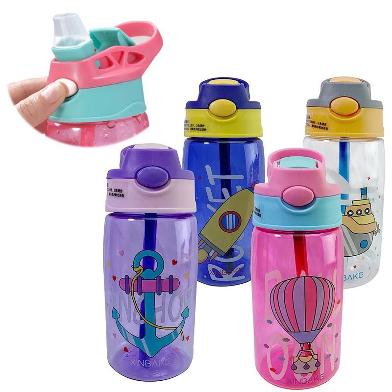 UNITYOFFICIAL Botol Air Minum Anak Sedotan Motif Lucu Karakter Imut 480ml BPA