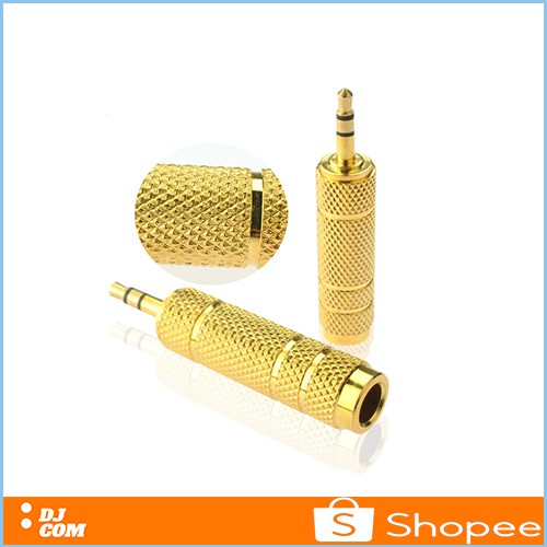 Converter Jack Mic Audio 6.5mm Female to 3.5mm Male Gold Plated Stereo