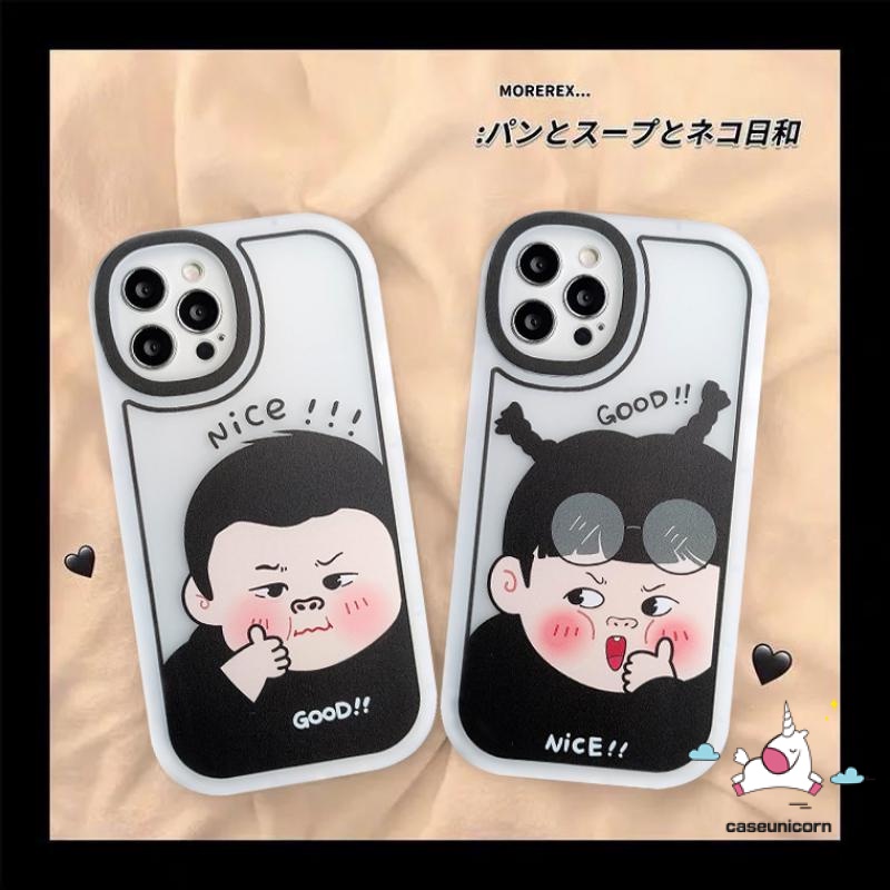 IPHONE Couple Soft Tpu Phone Case Kompatibel Untuk Iphone14 13 12 11 Pro Max 6s 6plus X XR XS Max Se2020 8 7 Plus Kartun Lucu Cowok Cewek Shockproof Case Cover