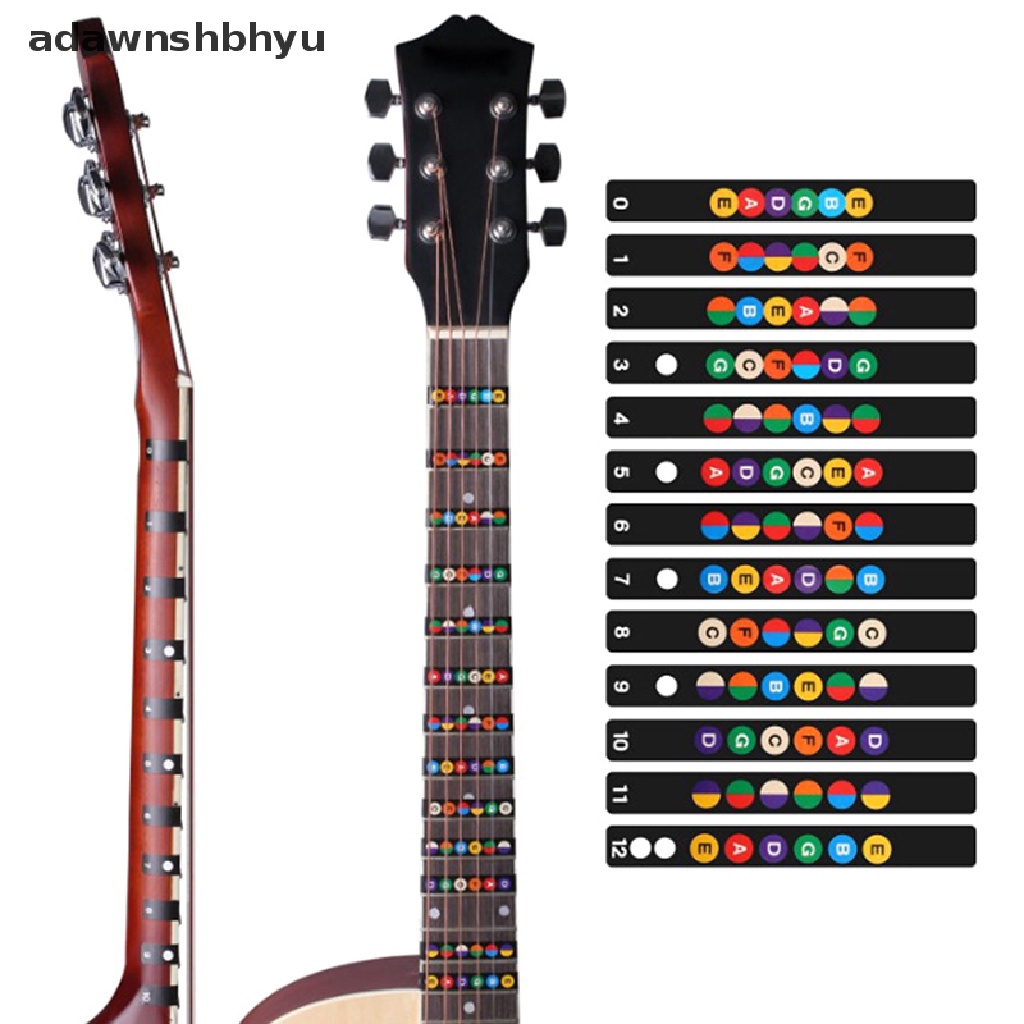 Adawnshbhyu Gitar fretboard note decal fingerboard Stiker Peta Skala Musik Untuk Latihan