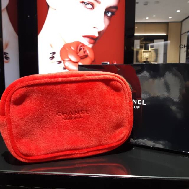 Chanel Red Makeup or Skincare Pouch