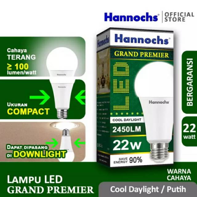 Lampu Led Hannochs 20w / 20 Watt / 22w / 22 Watt GRAND PREMIER / Bolam