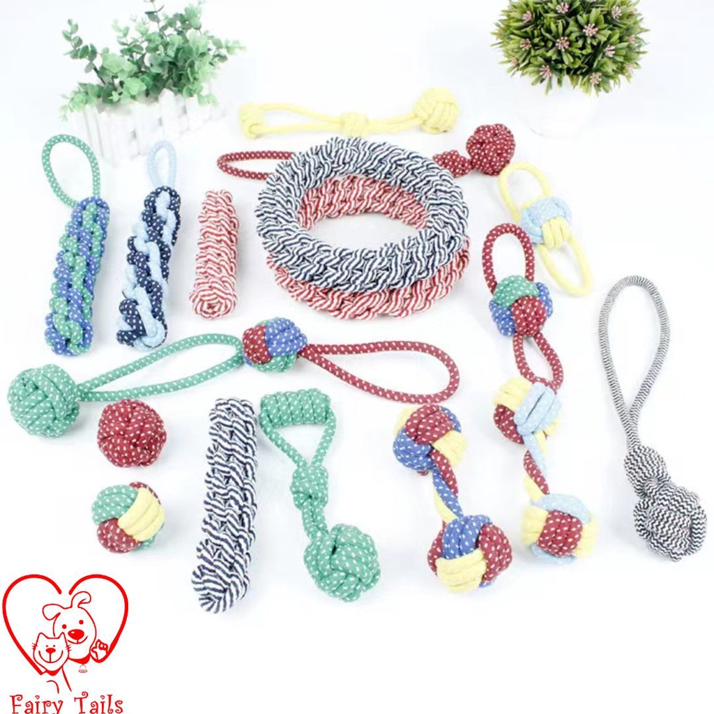 Mainan Gigit Gigitan Anjing Anabul Tali Tambang Bola Rajut / Tug of War Rope Ball Toy for Dog Pet