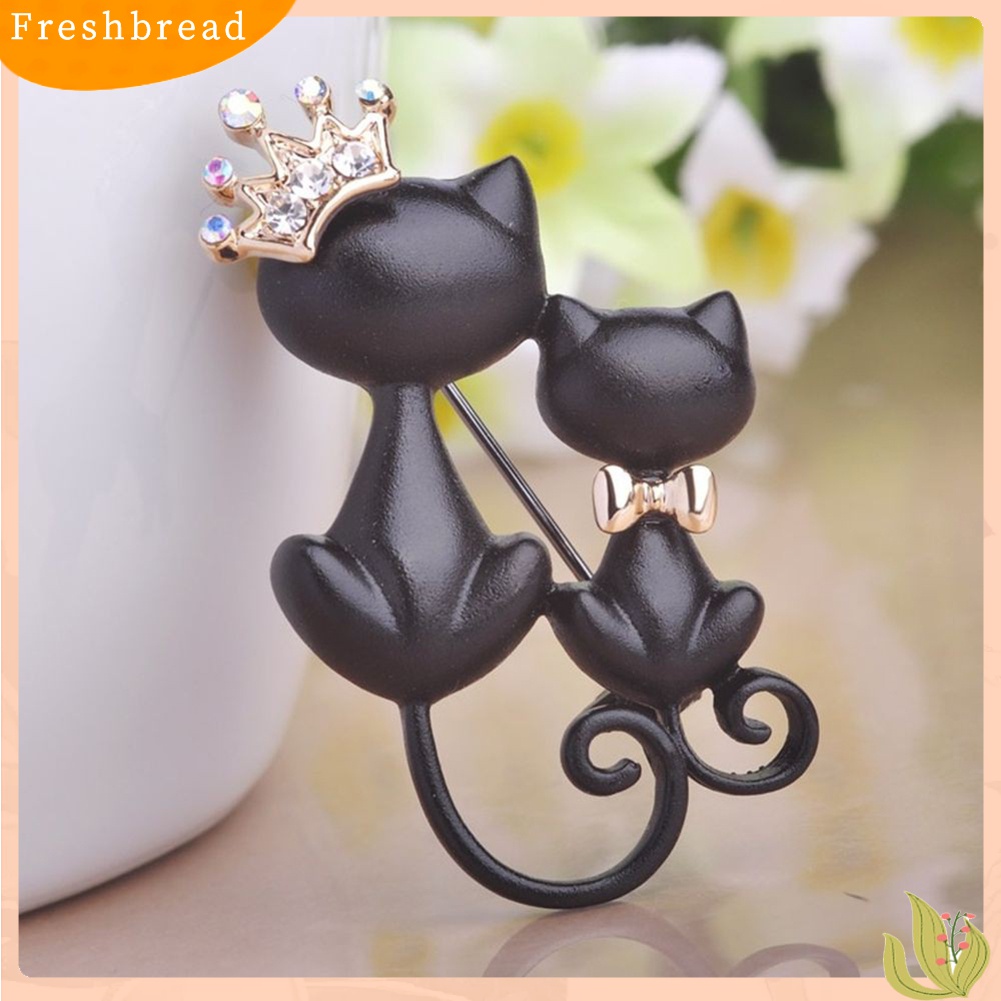 [ TERLARIS]Women Rhinestone Inlaid Cat Crown Brooch Pin Badge Clothes Decor Jewelry Gift