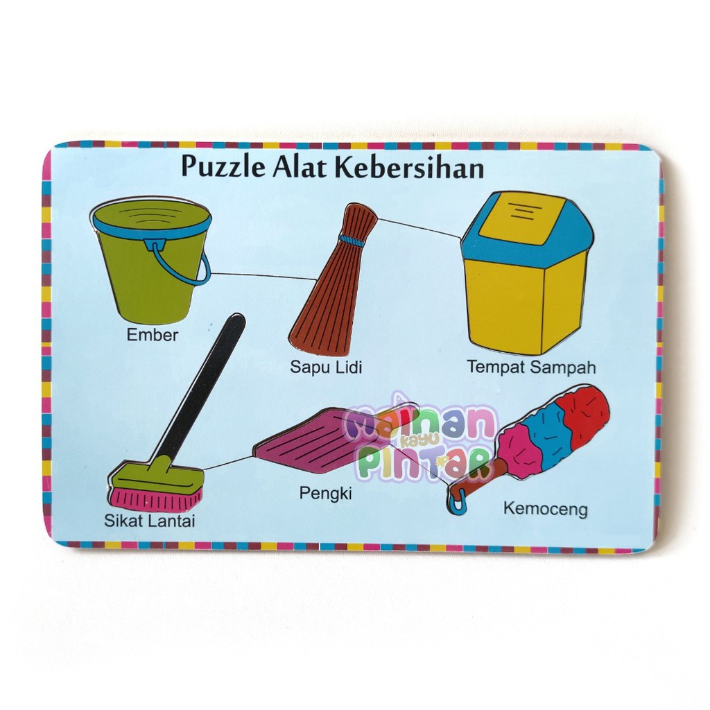 Mainan Kayu Pintar Puzzle Kayu Alat Kebersihan SNI Murah Berkualitas Bisa COD