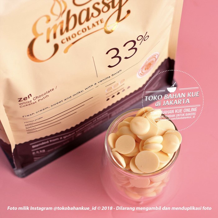 

EMBASSY CHOCOLATE - ZEN 33% 1KG WHITE TULIP COUVERTURE COKELAT PUTIH