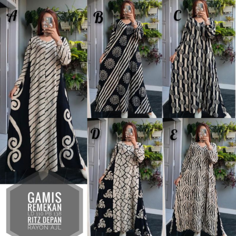 GAMIS REMEKAN WARNA SOFT HITAM