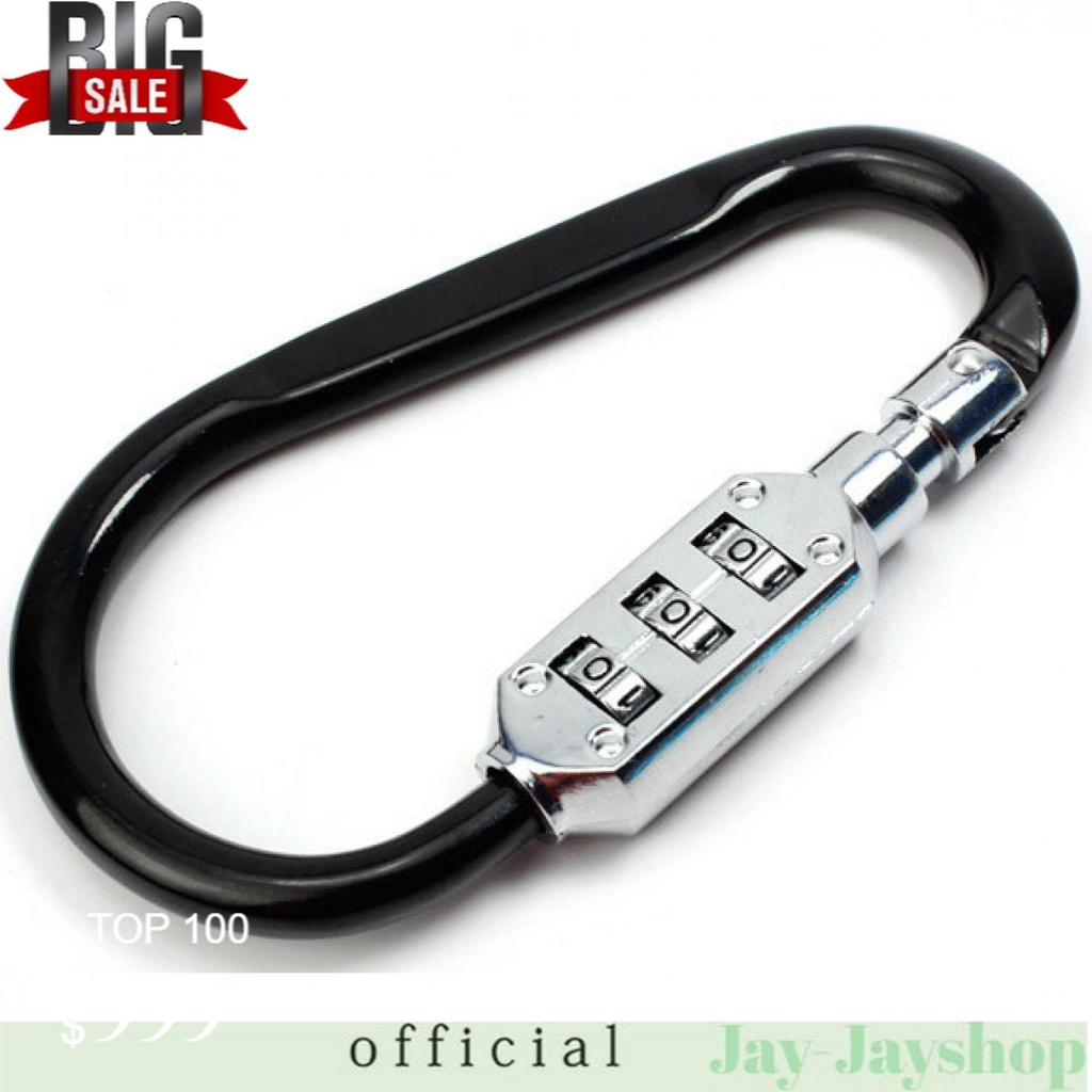 Aluminum Alloy D-type Lock Carabiner 3 Dial Password Padlock - CH206