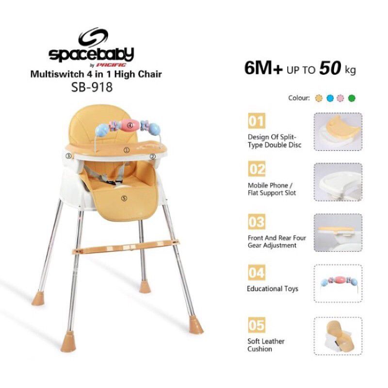 SB 918 Baby Booster &amp; High Chair Kursi Makan Space Baby