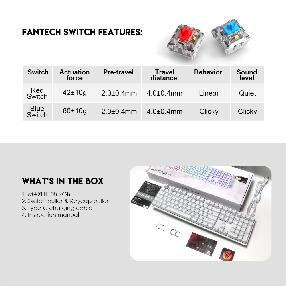 Fantech MK855 Maxfit108 RGB Mechanical Gaming Keyboard
