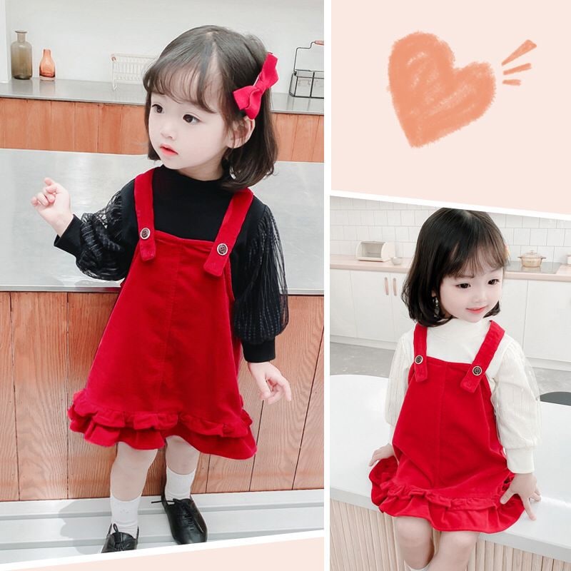 Promo !! Dress cute import / dress 2in1 ayodia furing plain ukuran 1-5tahun / Dress anak perempuan