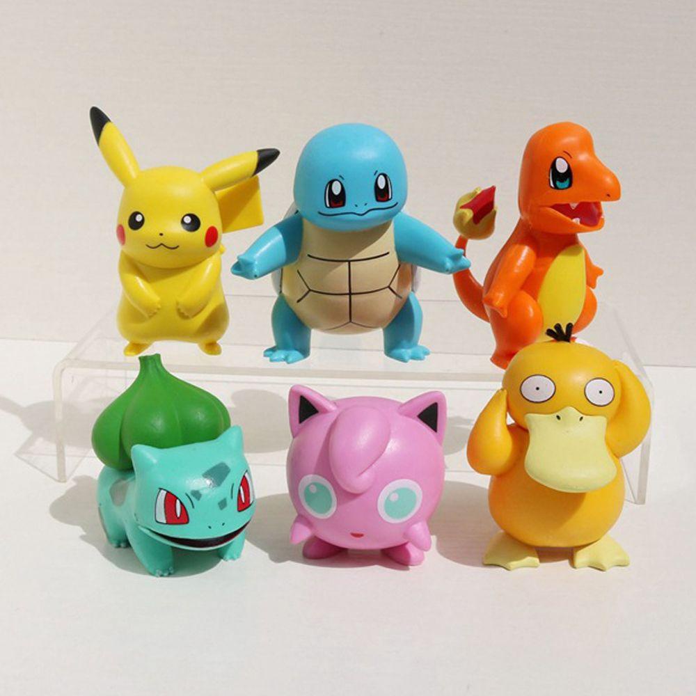 Lanfy Pokemon 6Pcs /Set Hadiah Ulang Tahun Jigglypuff Bulbasaur Charmander Psyduck Tokoh Anime