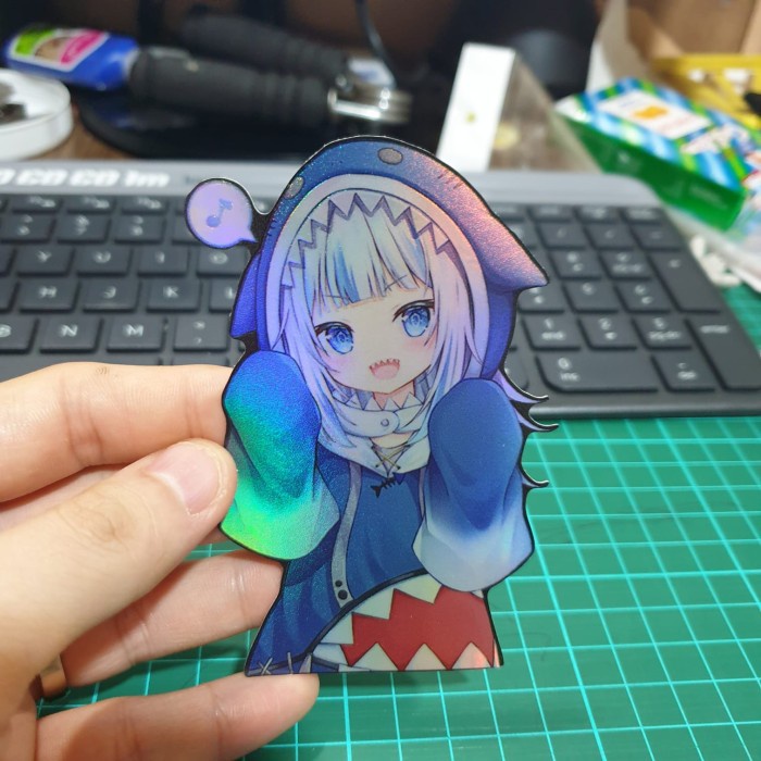 Sticker Hologram Anime Besar - PSH1138 - gawr gura