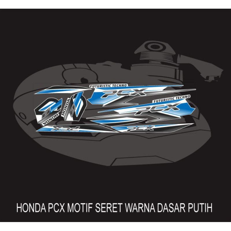 STICKER STRIPING VARIASI DECAL HONDA PCX MOTIF SERET PUTIH