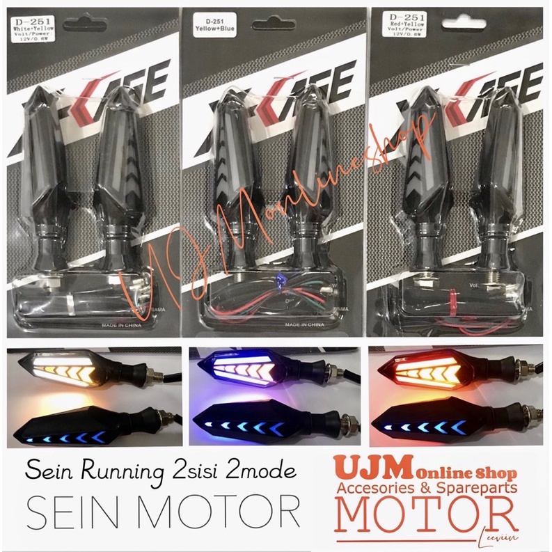 Sein Running Lampu Sen Running LED 2 Sisi 2 Mode Universal Semua Motor Bisa