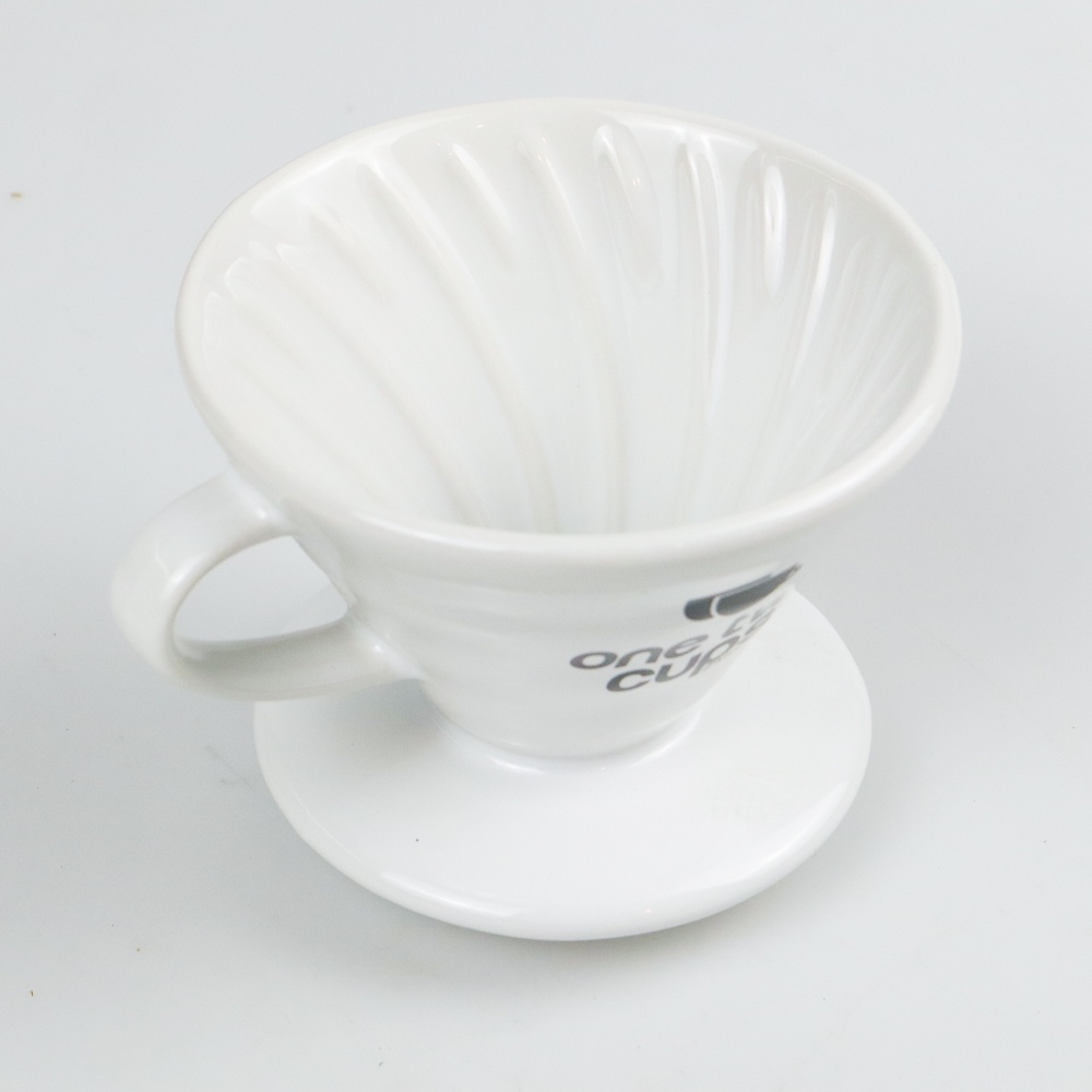 Filter Penyaring Kopi V60 Glass Coffee Filter Dripper 1-4 Cups - ZM00639 - White