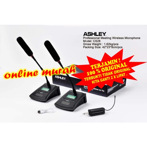 mic wireless ashley cs28 cs 28 2 mic conference meja original