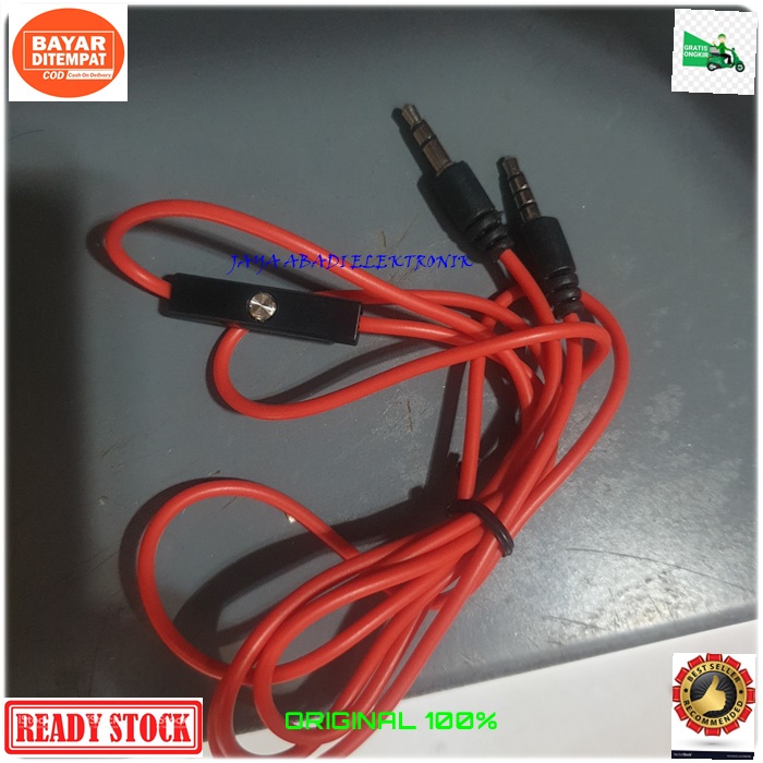 J196 ORI 100% KABEL AUDIO 3.5MM AUX MIC HEADSET HEADPHONE MICROPHONE STEREO HANDSFREE EARPHONE MUSIK