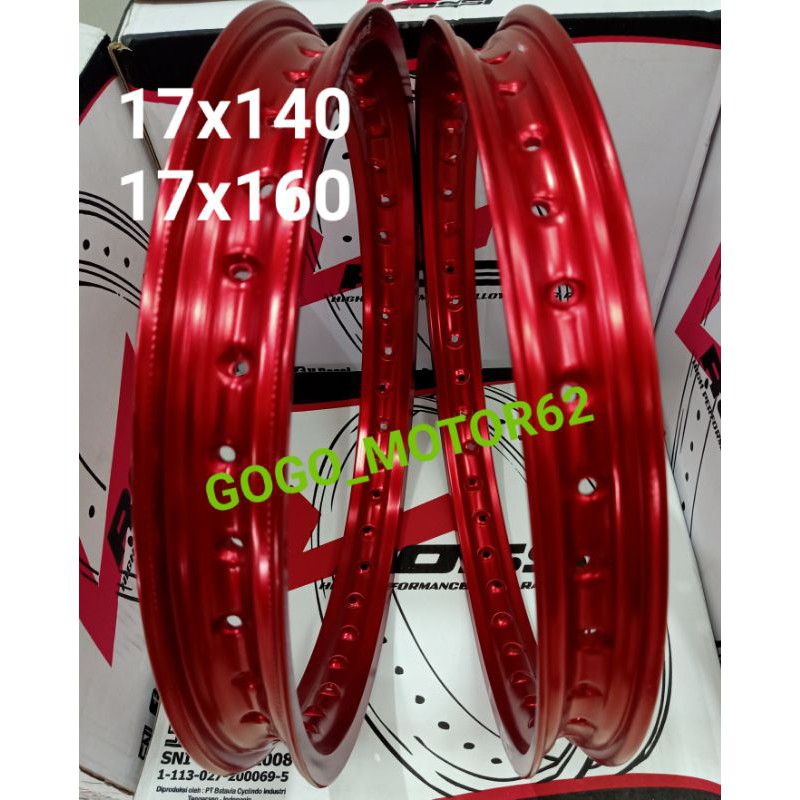 Velg Pelak Pelek Jari-Jari Jeruji V-Rossi Ring 17 Lebar 140 & 160 Red Merah Sepasang