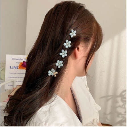 Jepit Rambut Elegan Motif Bunga Daisy warna Pastel - Jepit Poni Ornamen Mini Hair Claw Clips