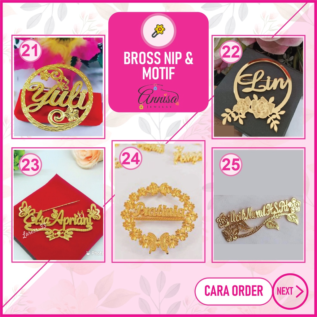 Bross Nip nama mawar gold /silver /titanium /besi putih /stainless steel