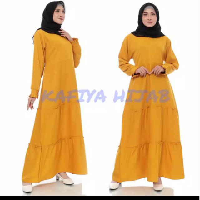 Gamis susun polos moscrepe premium
