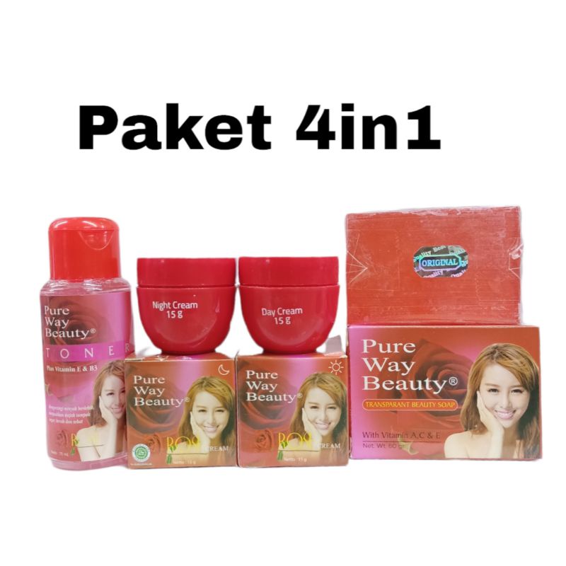 Cream Rose Pure Way BPOM paket cream lengkap [ 5 Item ]