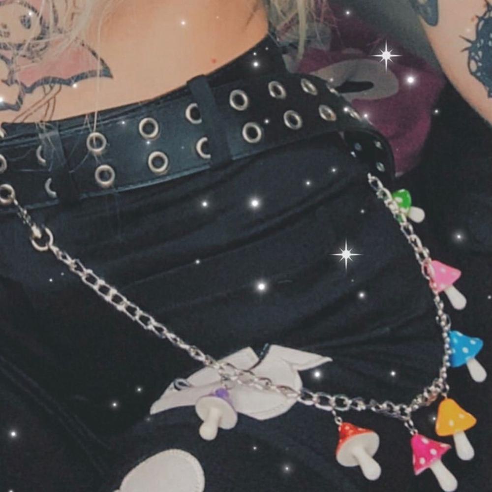 Preva Celana Rantai Wanita Vintage Perhiasan Warna Permen Resin Hip Pop Jamur Awan Liontin