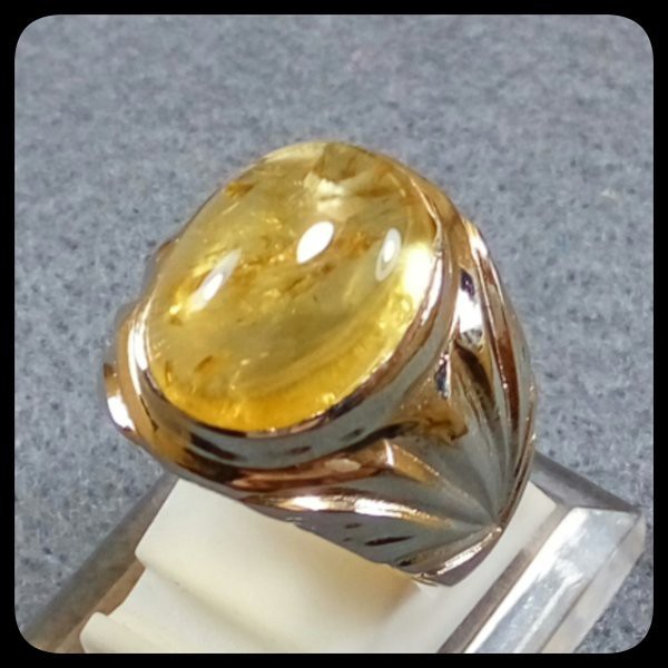 CINCIN NATURAL CITRINE YUNANI COBOCHAN PECAH SERIBU CINCIN MEWAH BERKELAS