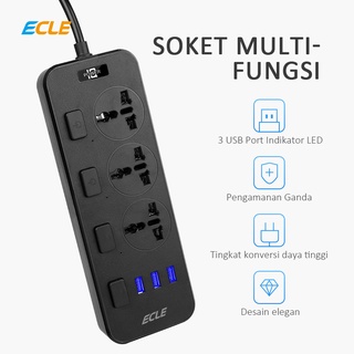 ECLE Stop Kontak Smart  Power Strip Socket Colokan Listrik Socket USB Hitam/Putih
