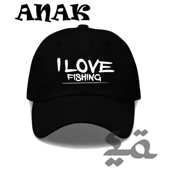 Topi baseball cap Anak unisex i love fishing