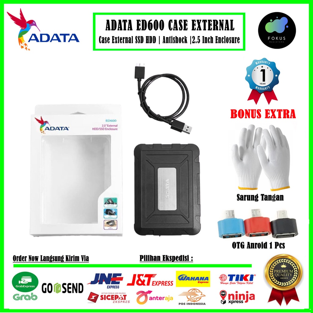 ADATA ED600 Casing Hardisk External HDD SSD Case 2.5&quot; USB 3.0